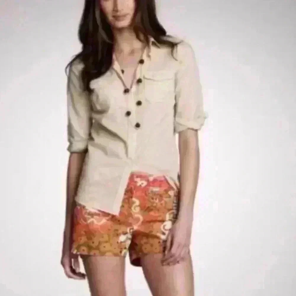 J Crew Women’s Chino Shorts Pink Abstract Nautical Summer 2010 Casual Size 2